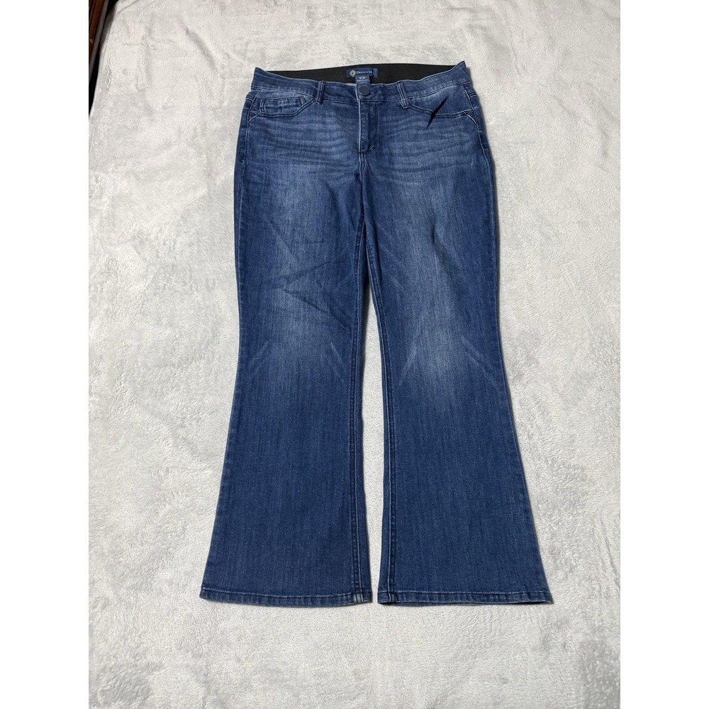 Democracy Jeans Womens 14 Petite Blue Bootcut Denim Stretch Medium Wash 34x27.5